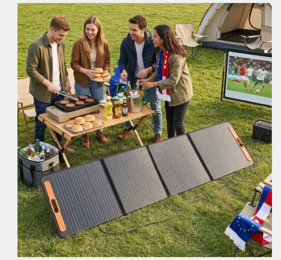 Painel Solar Dobrável 226 W com Suportes Ajustáveis